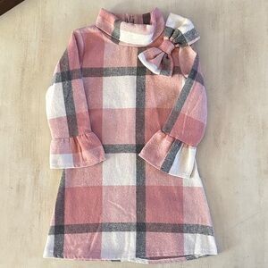 Charming Pink Checkered Kids Dress with Bow